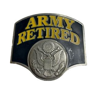Vintage Army Retired USA Made Forged Heavy Metal Belt Buckle Gift Collectable OS